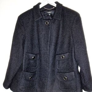 TALBOTS WOMEN'S WOOL TWEED BLACK LINED COAT SIZE 16